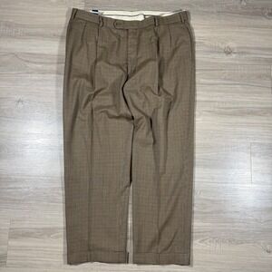 Brooks Brothers Pleated Houndstooth Wool Dress Pants Brown  Size‎ 41x30